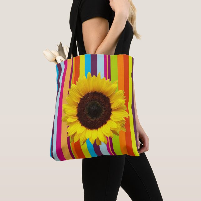 Sac fourre-tout à rayures de tournesol (De près)