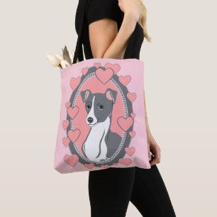 Sac fourre-tout à rose d'amour de lévrier italie
