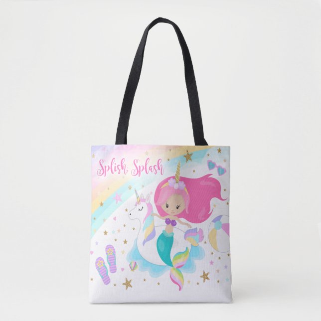 Sac fourre-tout à sirène et à licorne (Devant)