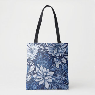 sac fourre-tout à tapisserie de pétale indigo