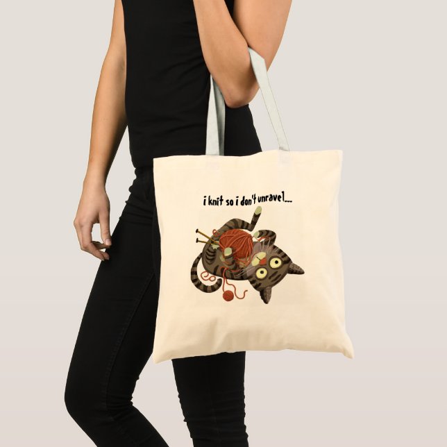 Sac fourre-tout à thème tricot de chat drôle Cadea (Devant (produit))