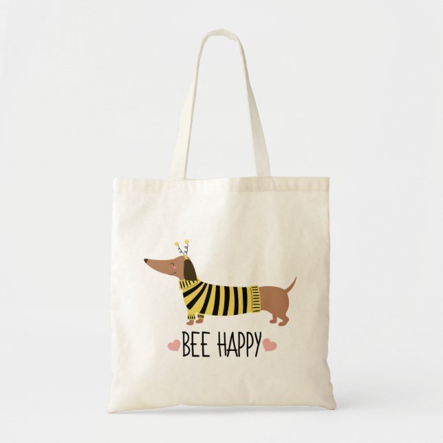 Sac fourre-tout abeille joyeuse teckel (Devant)