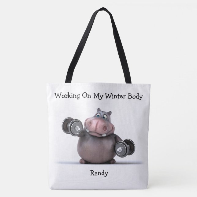 Sac fourre-tout Adorables 3D Hippo Lifting Weights (Devant)