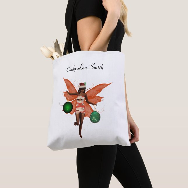 Sac fourre-tout africain américain de fées de Noël (De près)