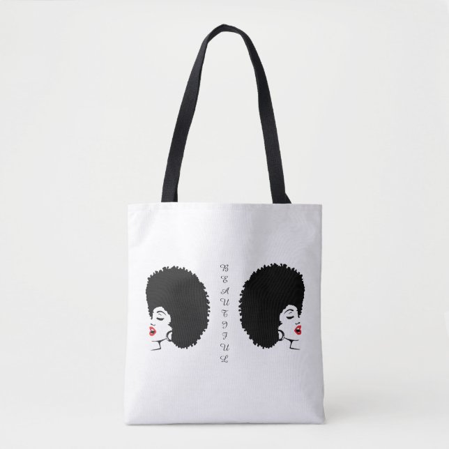 Sac fourre-tout afro à lèvres rouges magnifiques (Devant)