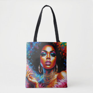 Sac fourre-tout Afro Glam Avec Black Woman Pop Art