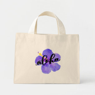 Sac fourre-tout Aloha avec fleur d'hibiscus pourpr