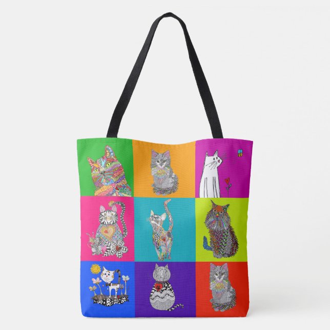 Sac fourre-tout Amoureux des chats mignon et color (Dos)