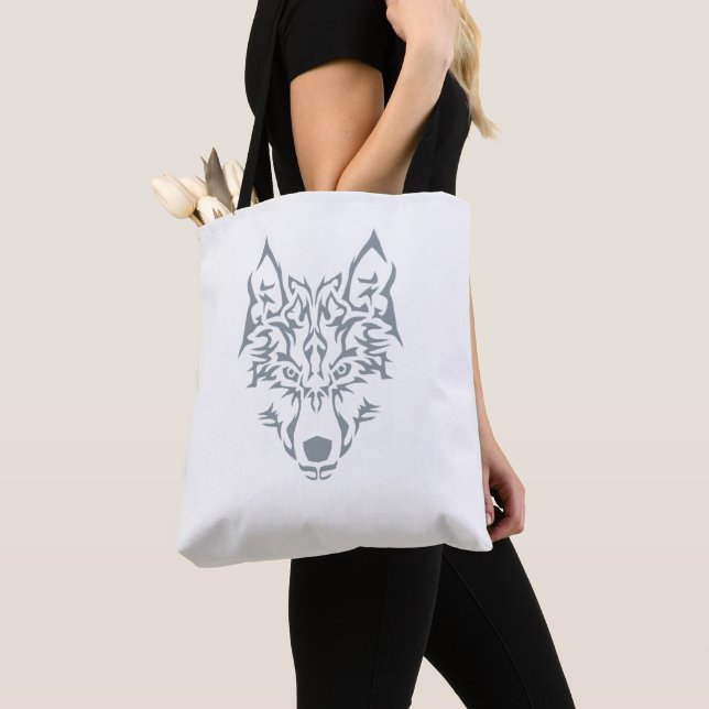 Sac fourre-tout animal de l'esprit de loup d'argen (De près)