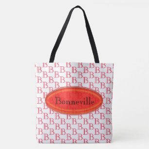 sac fourre-tout (ao) - Plaque rouge et initiale