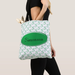 Sac fourre-tout (ao) - Plaque verte et initiale