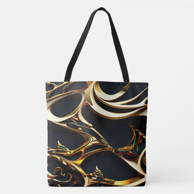 Sac fourre-tout arabesque noir et or (Devant)