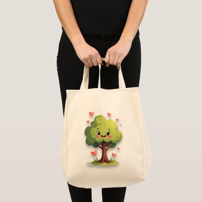 Sac fourre-tout arbre amour coeurs rouges  (Devant (produit))