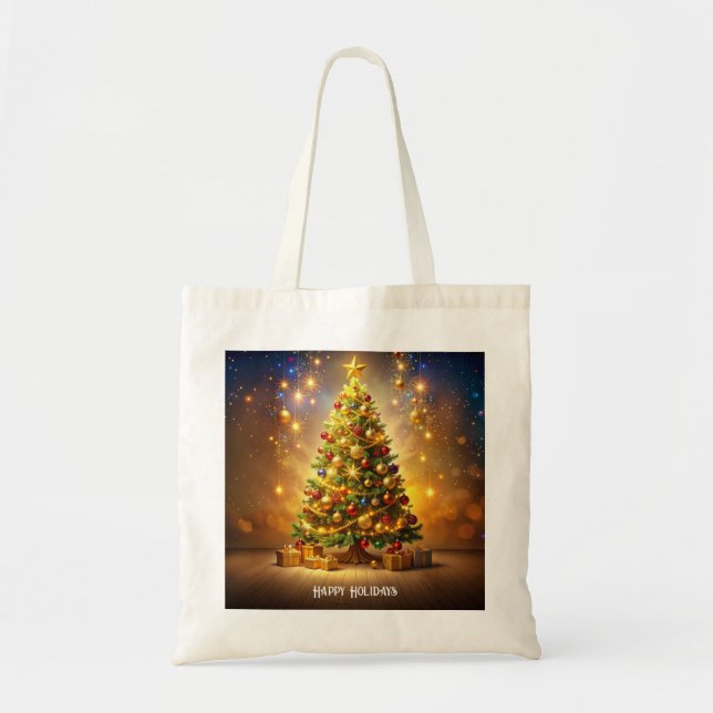 Sac fourre-tout arbre de Noël décoré (Devant)