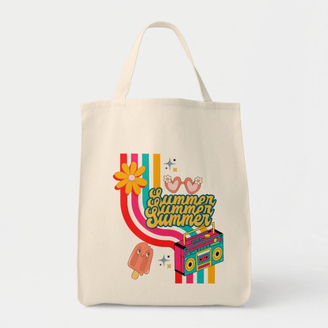Sac fourre-tout arc-en-ciel d'été rétro (Devant)