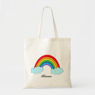 Sac fourre-tout arc-en-ciel personnalisé avec nom