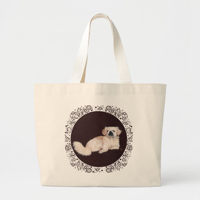 Sac fourre-tout au chien Pékinois blanc (Devant)