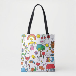 Sac fourre-tout au dessin des enfants assortis