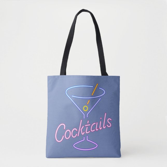 Sac fourre-tout au néon à signe de cocktails (Devant)