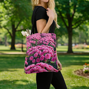 Sac fourre-tout aux chrysanthèmes roses