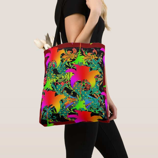 Sac fourre-tout aux fleurs arc-en-ciel à profusion (De près)