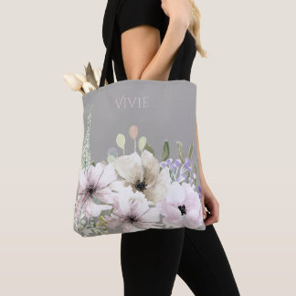 Sac fourre-tout aux fleurs d'aquarelle Pastel
