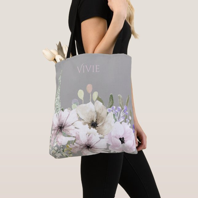 Sac fourre-tout aux fleurs d'aquarelle Pastel (De près)