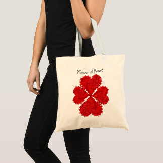 Sac fourre-tout aux fleurs du coeur rouge