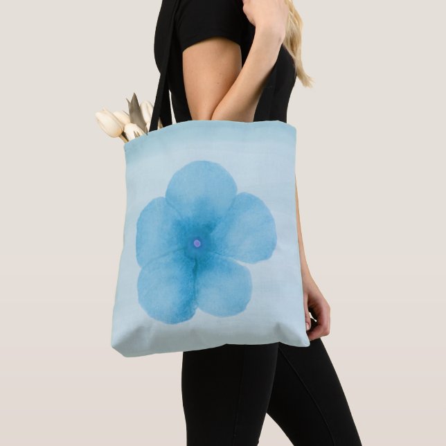 Sac fourre-tout aux fleurs turquoise (De près)