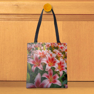 Sac fourre-tout aux lys roses