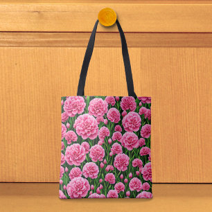 Sac fourre-tout aux oeillets roses