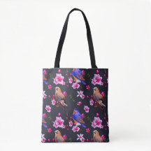 Sac fourre-tout aux oiseaux et fleurs