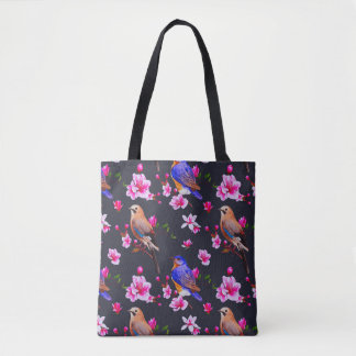 Sac fourre-tout aux oiseaux et fleurs