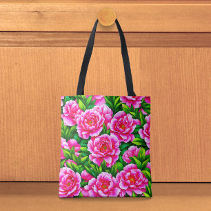 Sac fourre-tout aux pivoines roses