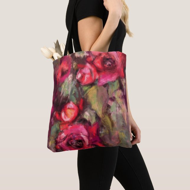 Sac fourre-tout aux roses rouges (De près)