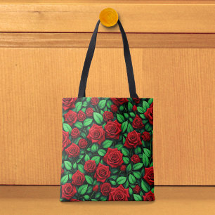 Sac fourre-tout aux roses rouges