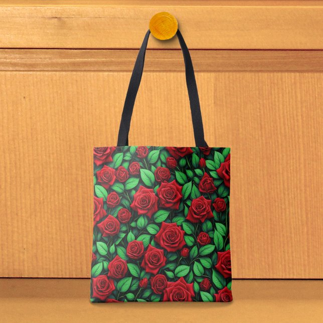 Sac fourre-tout aux roses rouges (Tote bag with red roses)
