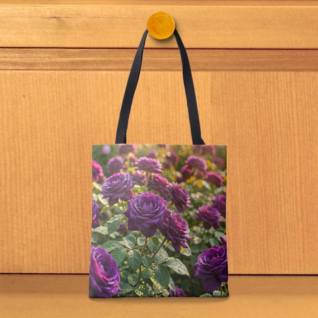 Sac fourre-tout aux roses violettes (Tote bag with purple roses)