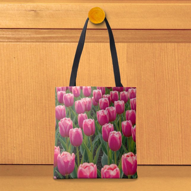 Sac fourre-tout aux tulipes roses (Tote bag with pink tulips)