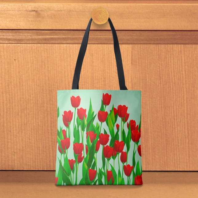 Sac fourre-tout aux tulipes rouges (Tote bag with red tulips)