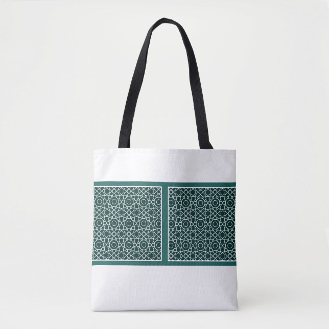 Sac fourre-tout Avec Carrelage Turc Motif Vert (Devant)