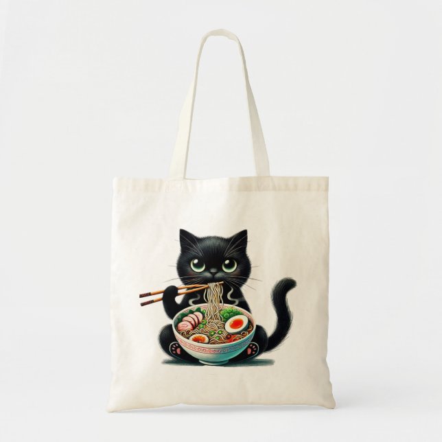 Sac fourre-tout avec chat mignon Profitez de Ramen (Devant)