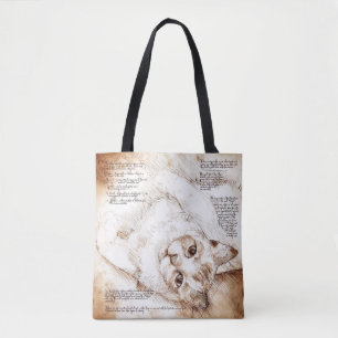 Sac fourre-tout avec croquis de chat de Léonard de