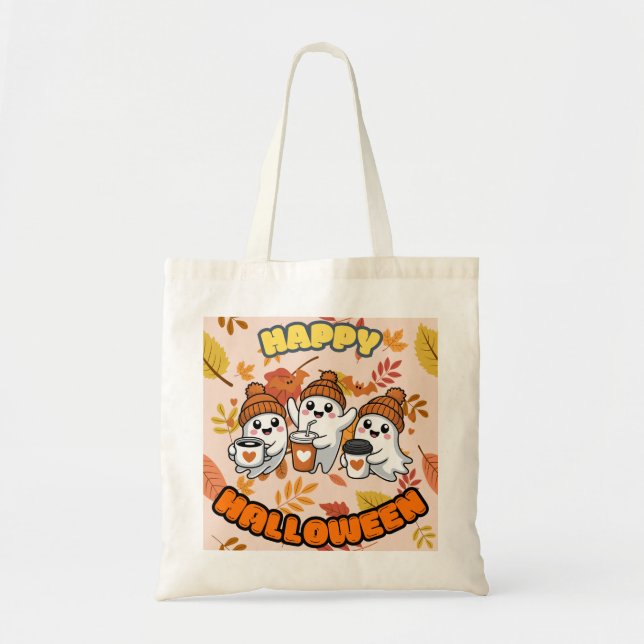 Sac fourre-tout avec de mignons fantômes et Happy  (Devant)