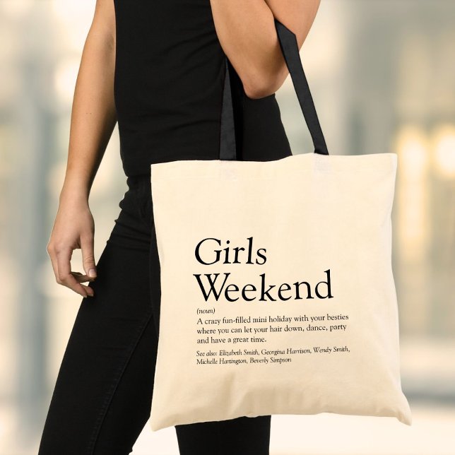 Sac fourre-tout avec définition personnalisée de w (Personalized Girls Weekend Definition Tote Bag)