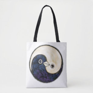 Sac fourre-tout avec des colombes de Yin Yang