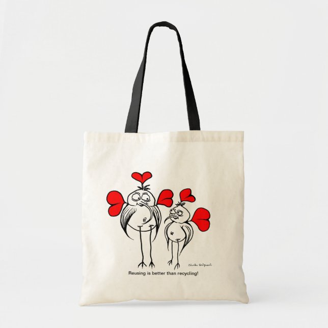 Sac fourre-tout avec dessin animé et slogan de l'e (Devant)