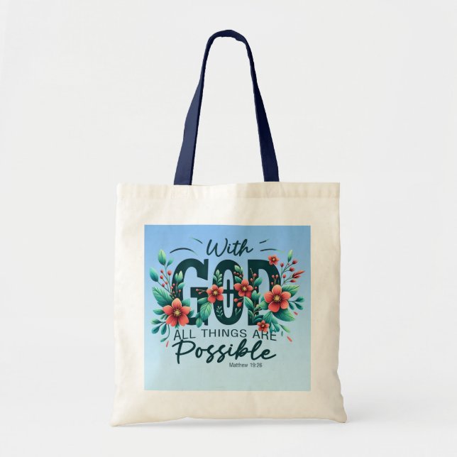 Sac Fourre-Tout Avec Dieu Tout Est Possible (Devant)