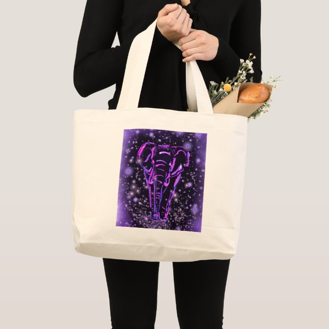 Sac fourre-tout avec éléphant violet (Devant (produit))