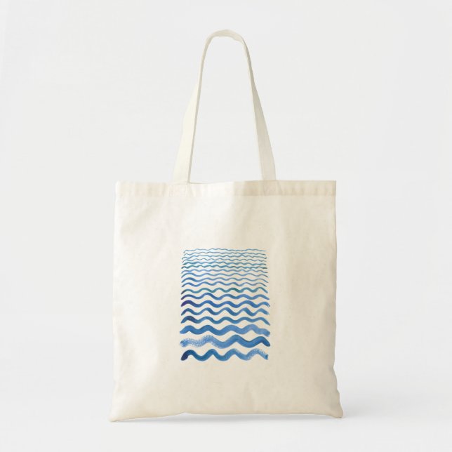 Sac fourre-tout avec imprimé bleu sur les vagues (Devant)